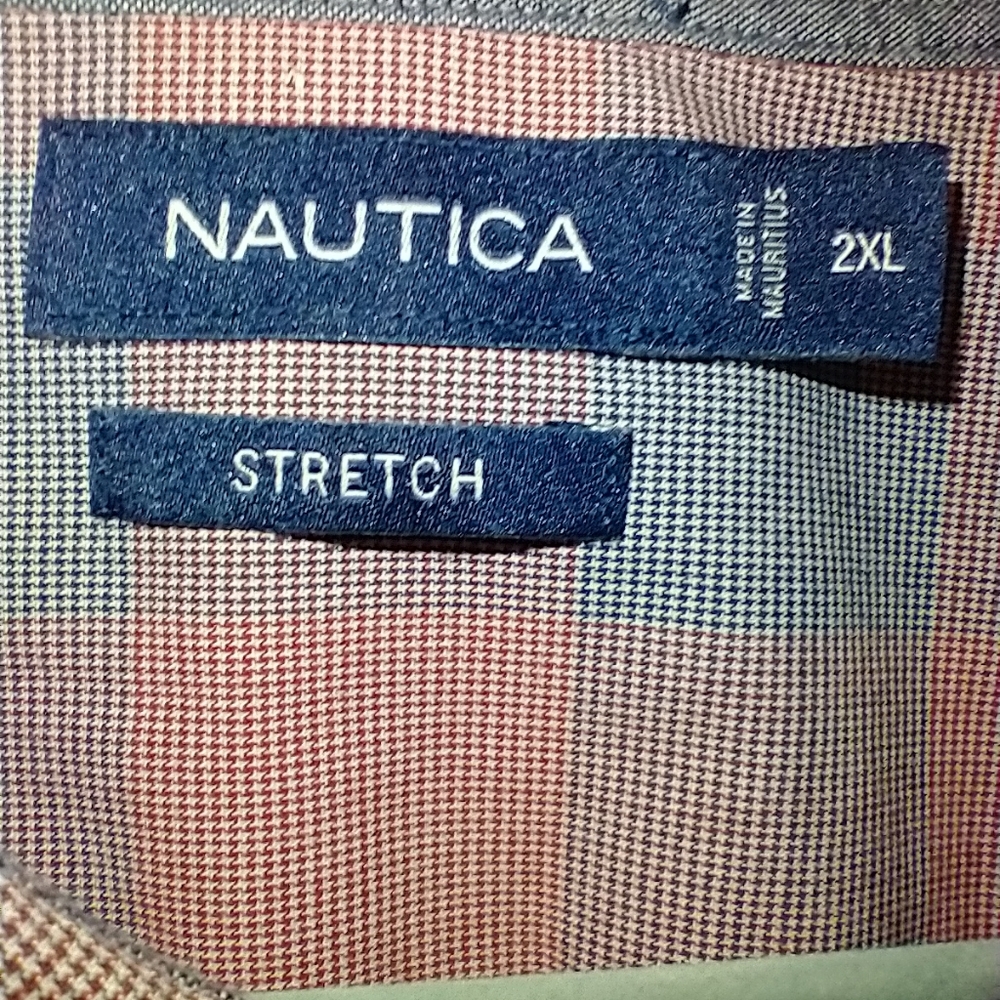 Nautica Stretch Checkered Long Sleeve Button Down Shirt Men's sz 2XL. - Picture 6 of 7